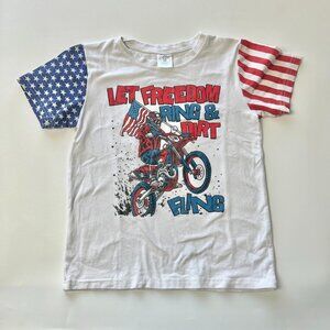 Youth Small Shirt Strictly Wild Red White & Blue Let Freedom Ring Dirt Bike Moto